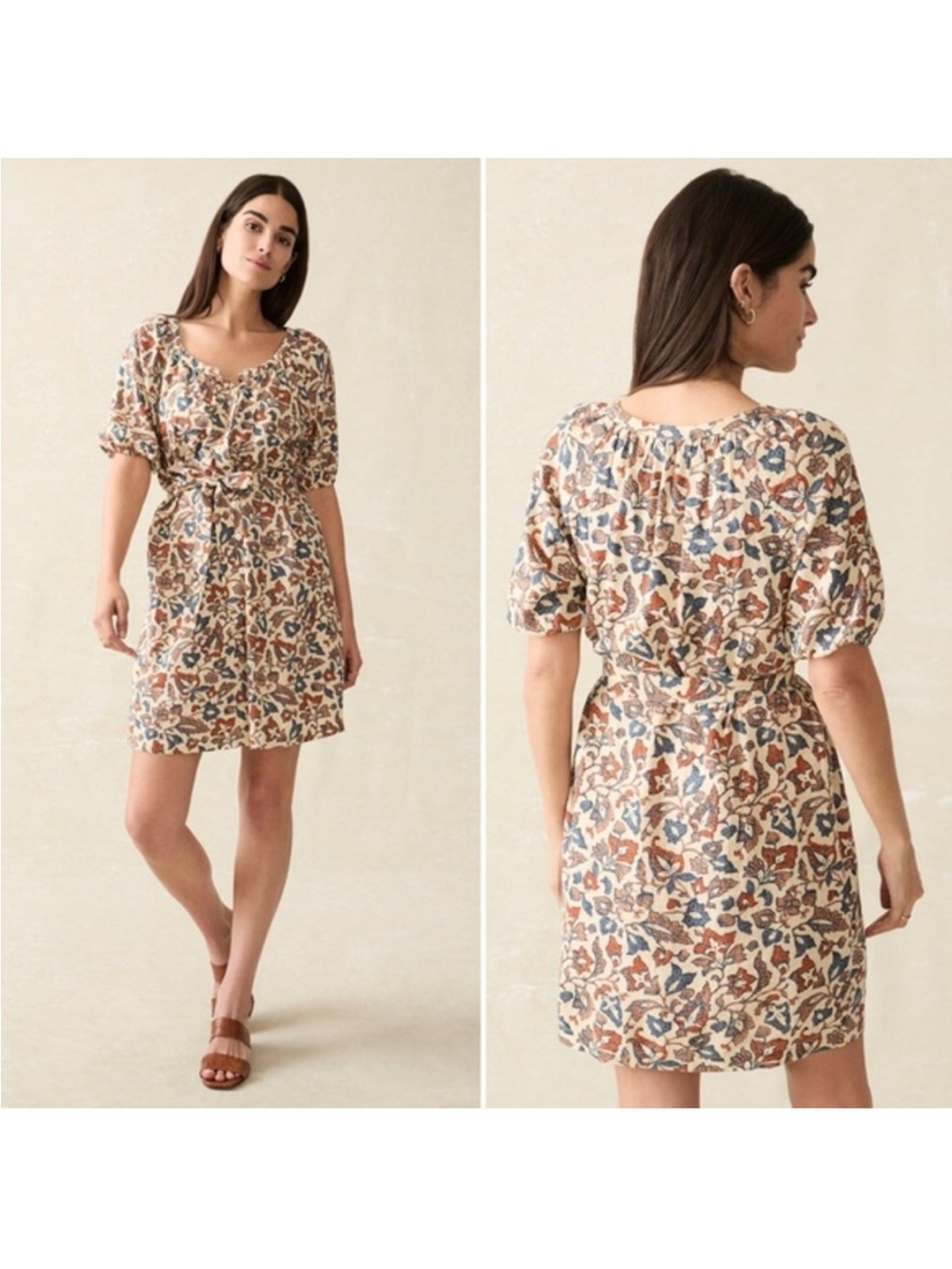 Faherty Carmel Dress Button Down Belted Size Small
